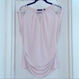 Light pink with lace shirt